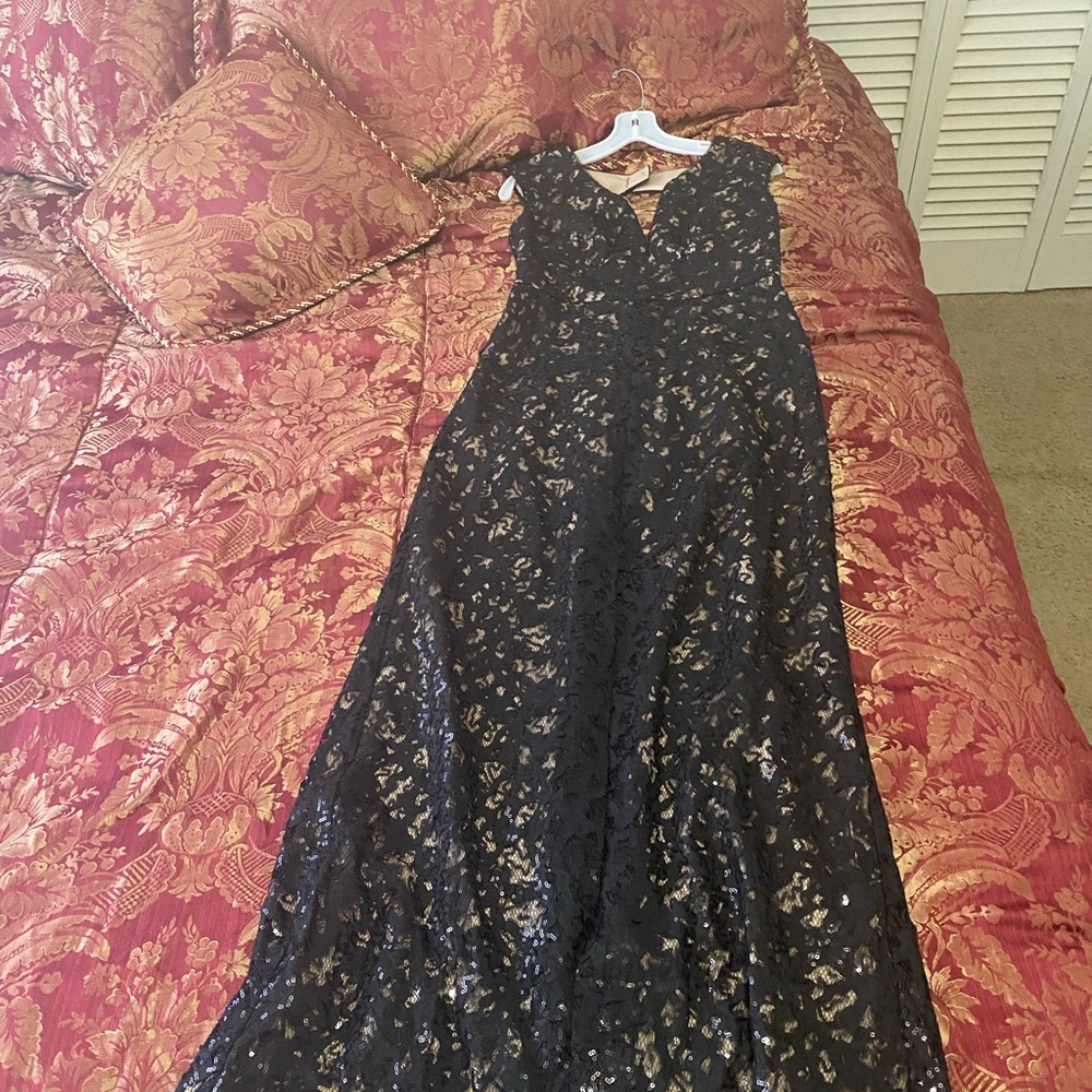 Long lace and sequins dress